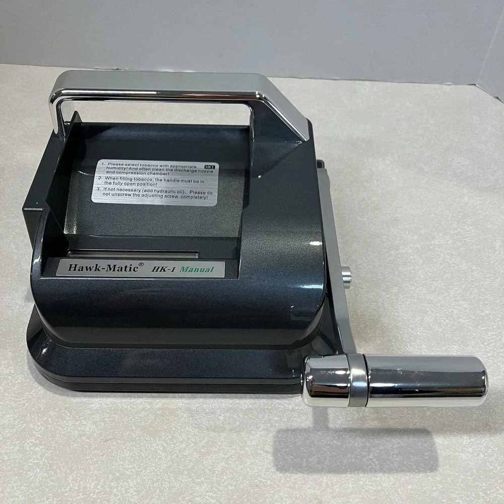 NOB Hawk-Matic HK-1 Manual Cigarette Injector Machine Charcoal Gray Chrome